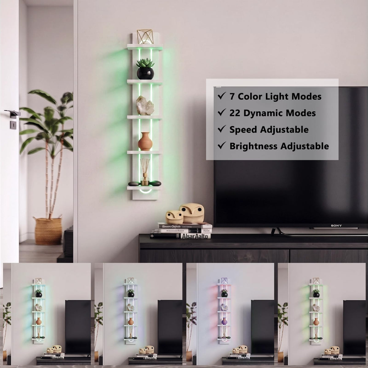 Homaterial 5-Tier Floating Shelves with RGB Lights – 2 Colors - Flex Gamingproduct_type