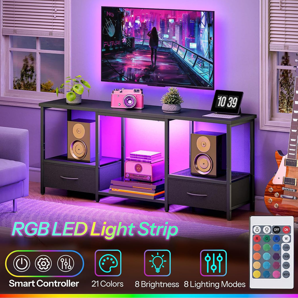 HOOBRO LED TV Stand with Drawers & Mesh Shelf, Fits 55" TV – 2 Colors - Flex Gamingproduct_type