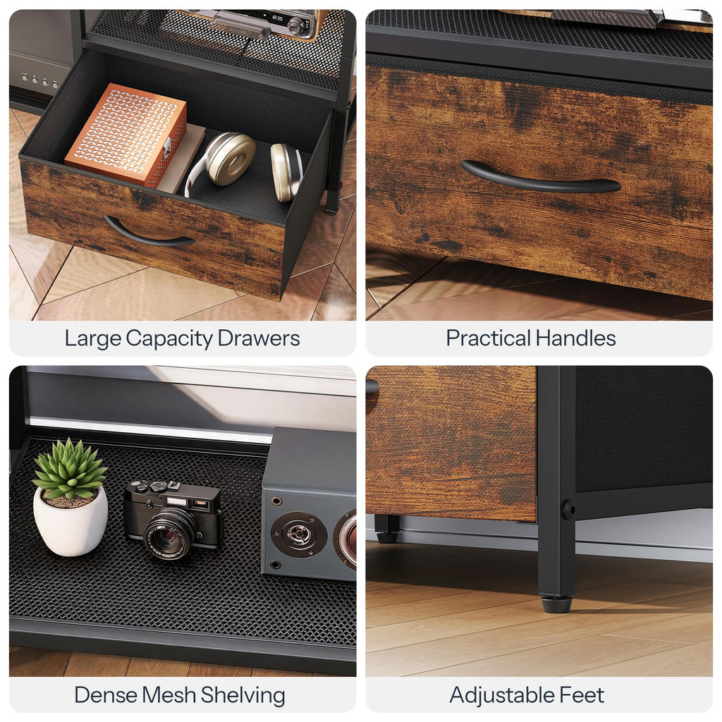 HOOBRO LED TV Stand with Drawers & Mesh Shelf, Fits 55" TV – 2 Colors - Flex Gamingproduct_type