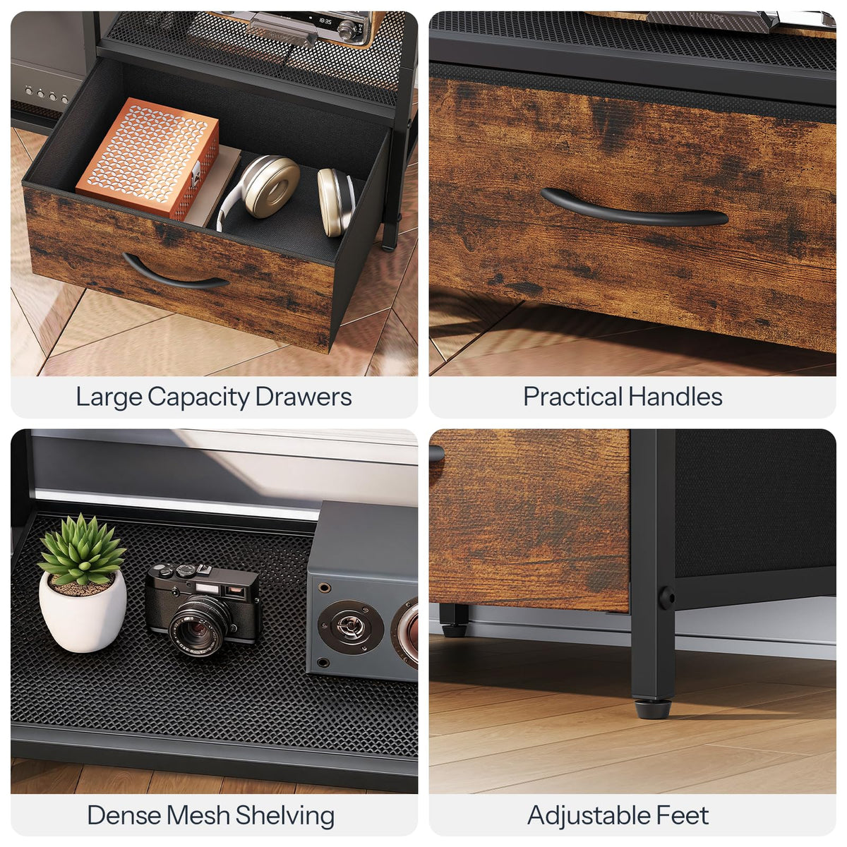 HOOBRO LED TV Stand with Drawers & Mesh Shelf, Fits 55" TV – 2 Colors - Flex Gamingproduct_type