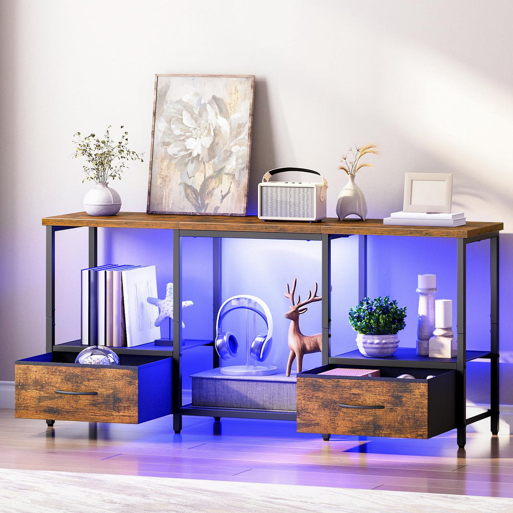 HOOBRO LED TV Stand with Drawers & Mesh Shelf, Fits 55" TV – 2 Colors - Flex Gamingproduct_type