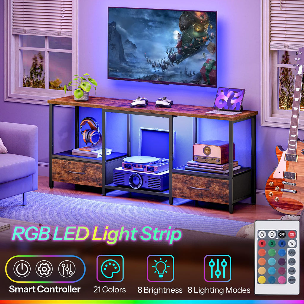 HOOBRO LED TV Stand with Drawers & Mesh Shelf, Fits 55" TV – 2 Colors - Flex Gamingproduct_type