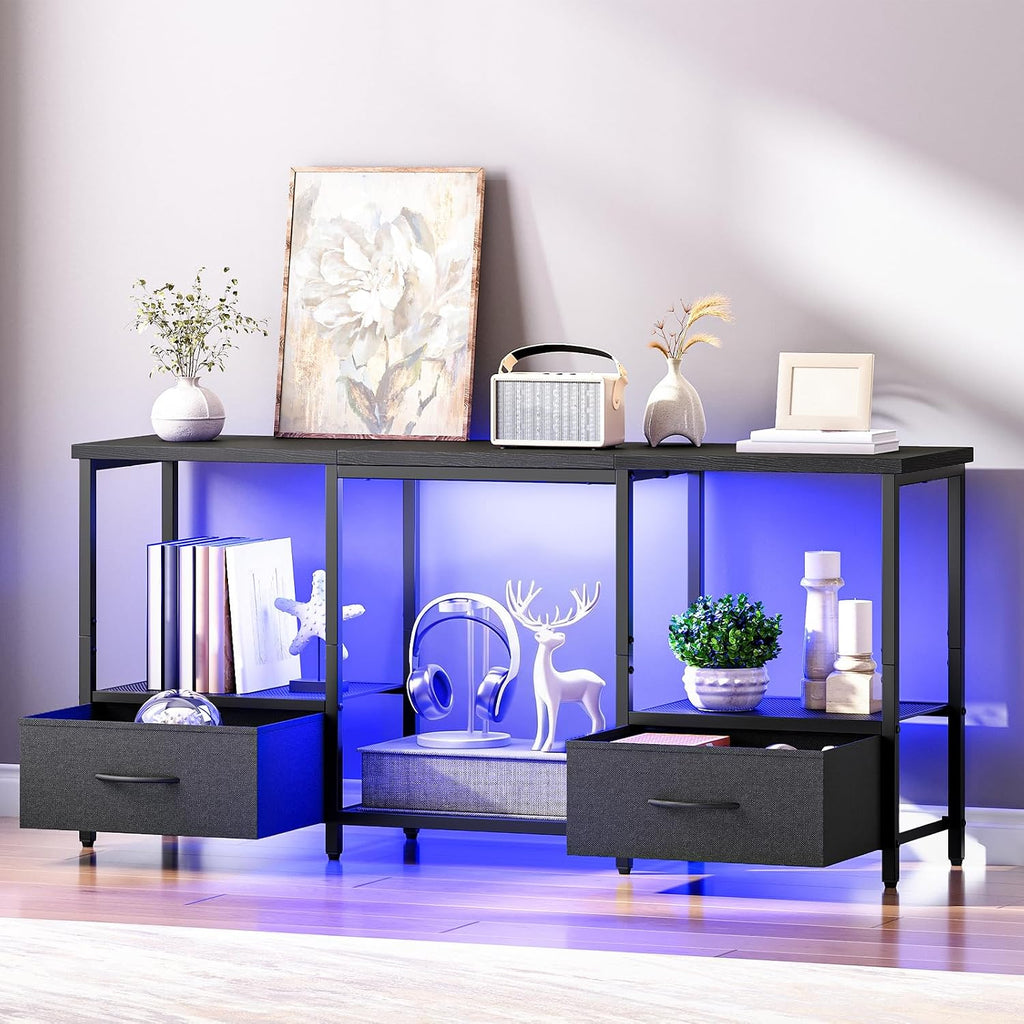 HOOBRO LED TV Stand with Drawers & Mesh Shelf, Fits 55" TV – 2 Colors - Flex Gamingproduct_type