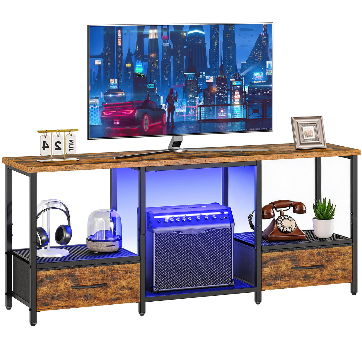 HOOBRO LED TV Stand with Drawers & Mesh Shelf, Fits 55" TV – 2 Colors - Flex Gamingproduct_type