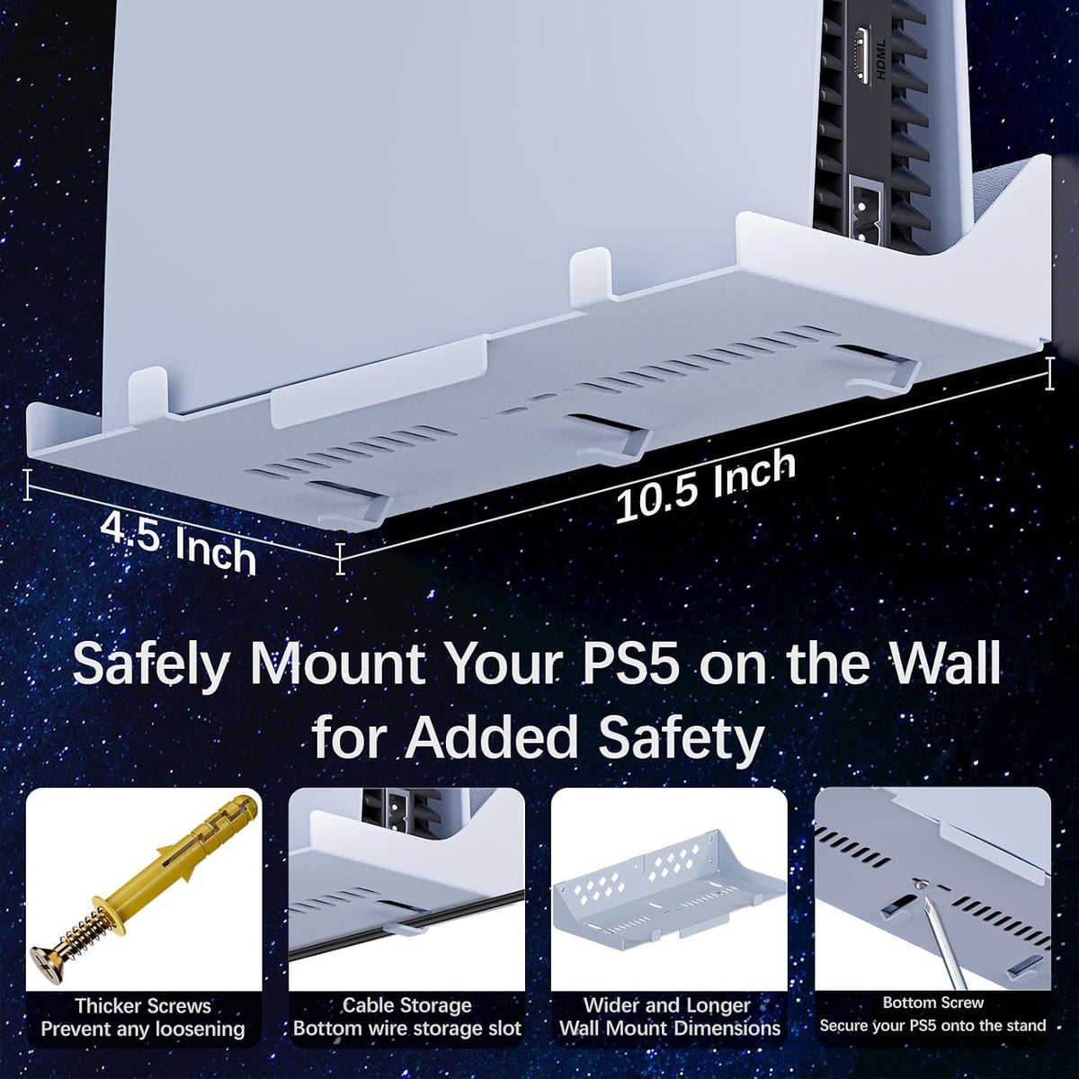 Hosanwell PS5 Wall Mount Kit with RGB Charging Station - Flex Gamingproduct_type
