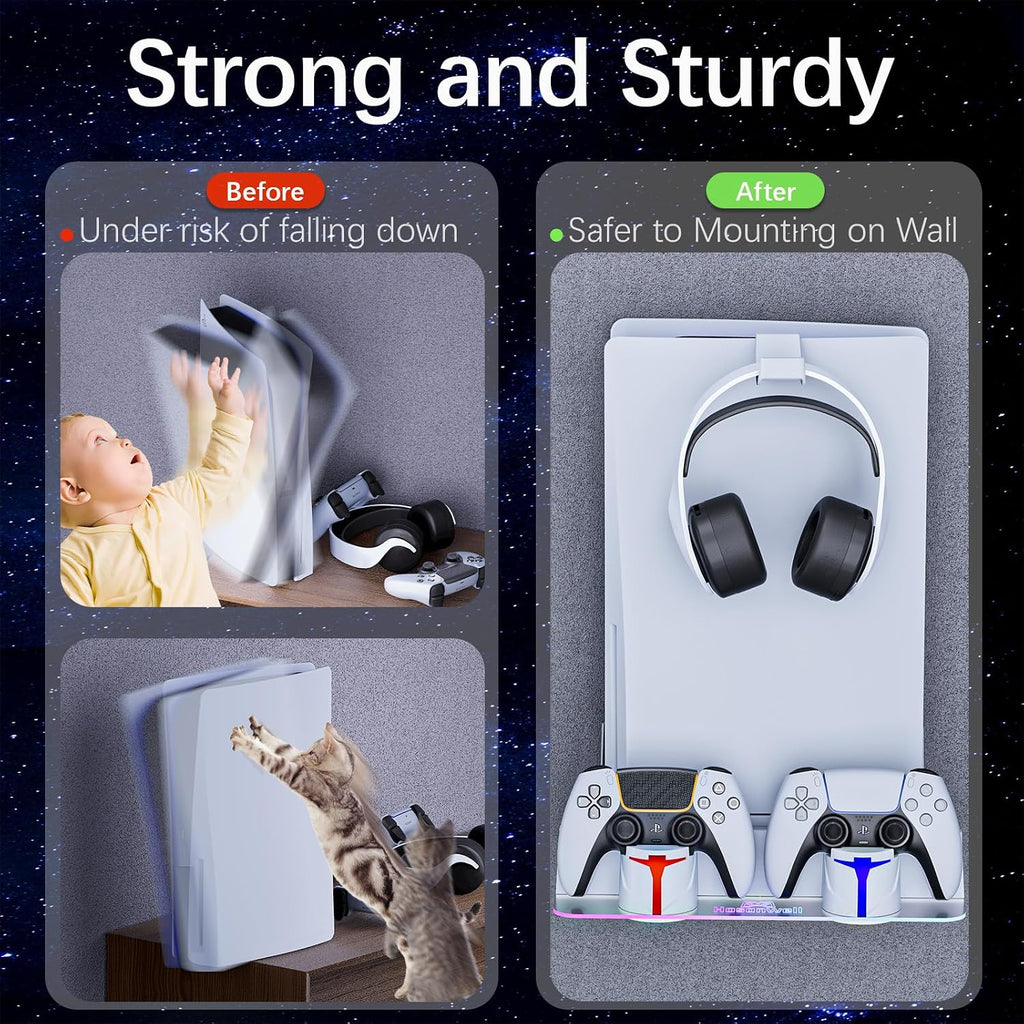 Hosanwell PS5 Wall Mount Kit with RGB Charging Station - Flex Gamingproduct_type