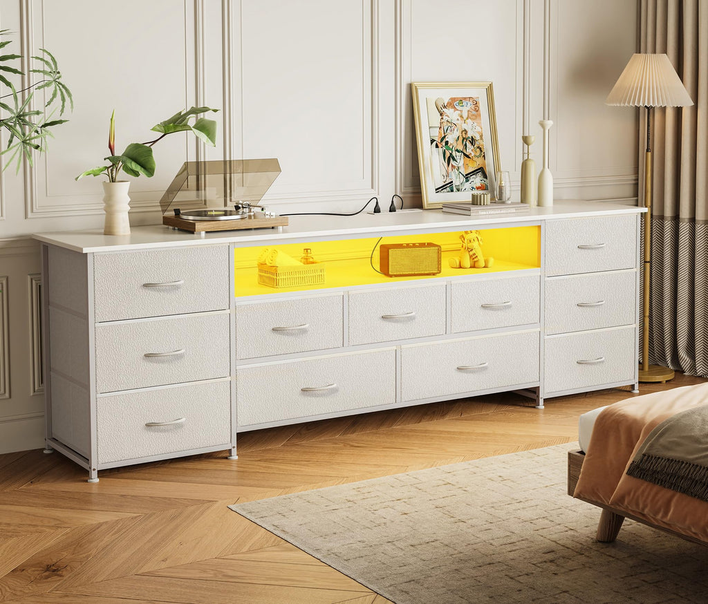 Huuger TV Stand Dresser with 11 Drawers, LED & Power Outlets – 3 Sizes & 4 Colors - Flex Gamingproduct_type