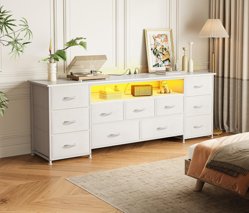 Huuger TV Stand Dresser with 11 Drawers, LED & Power Outlets – 3 Sizes & 4 Colors - Flex Gamingproduct_type