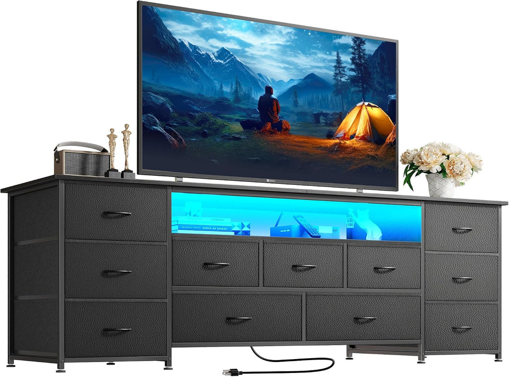 Huuger TV Stand Dresser with 11 Drawers, LED & Power Outlets – 3 Sizes & 4 Colors - Flex Gamingproduct_type