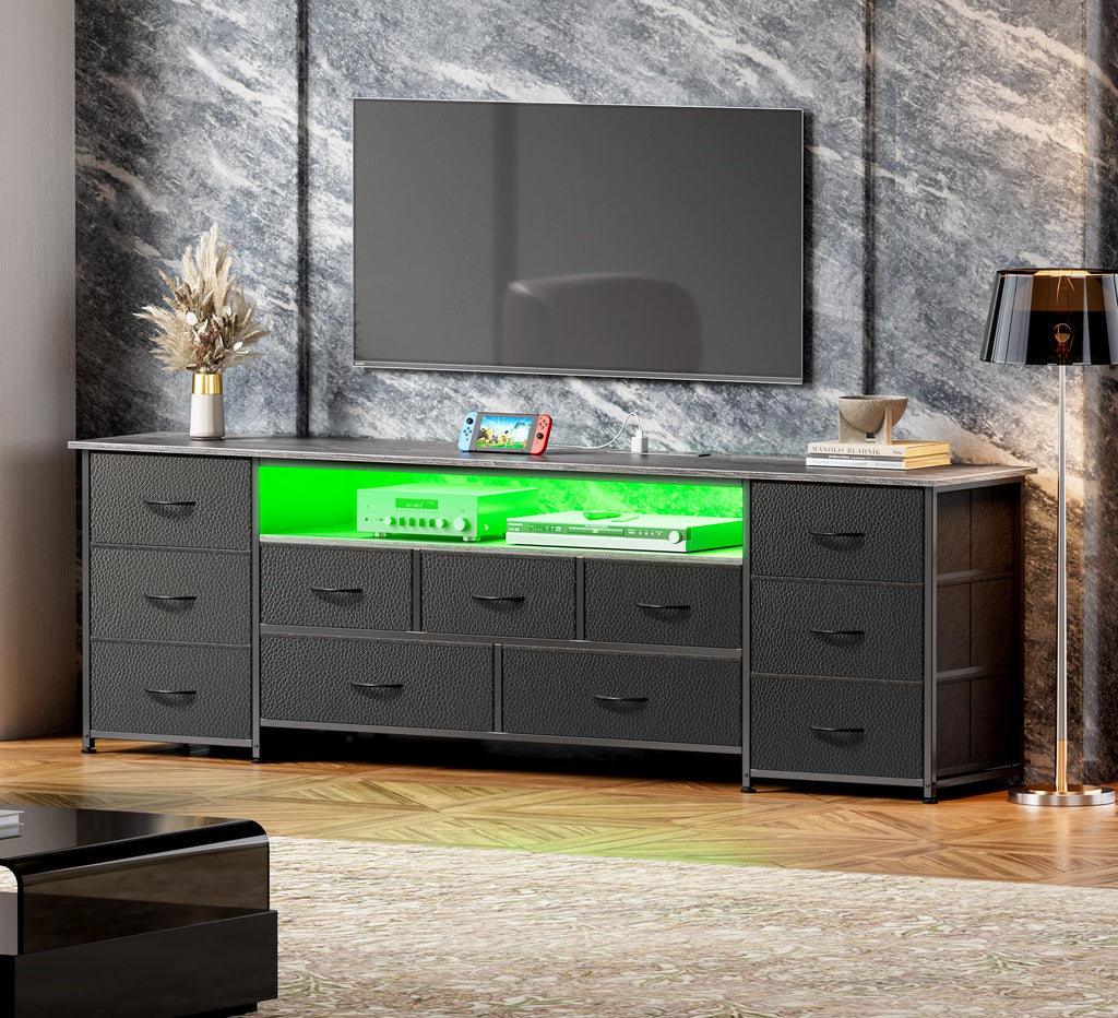 Huuger TV Stand Dresser with 11 Drawers, LED & Power Outlets – 3 Sizes & 4 Colors - Flex Gamingproduct_type