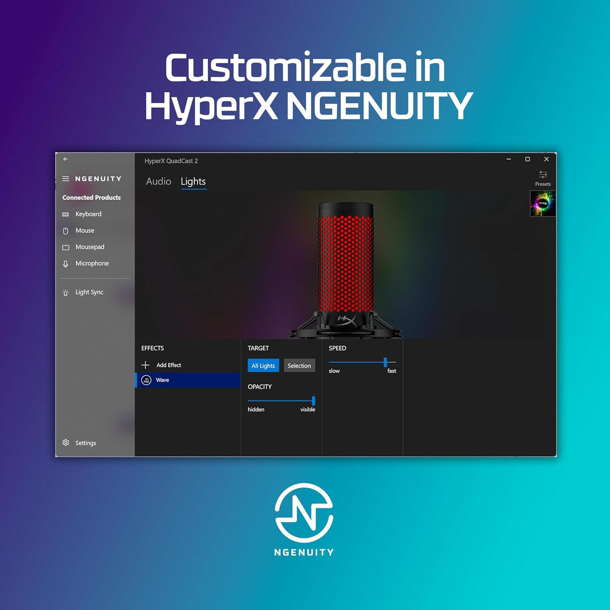 HyperX QuadCast 2 Frost USB Microphone – 4 Polar Patterns, LED, Shock Mount - Flex Gamingproduct_type