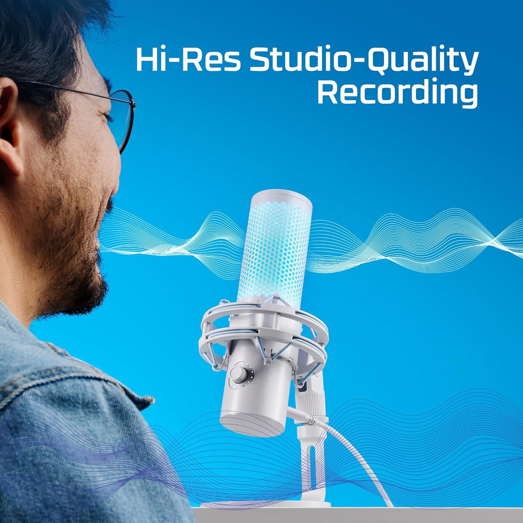 HyperX QuadCast 2 Frost USB Microphone – 4 Polar Patterns, LED, Shock Mount - Flex Gamingproduct_type