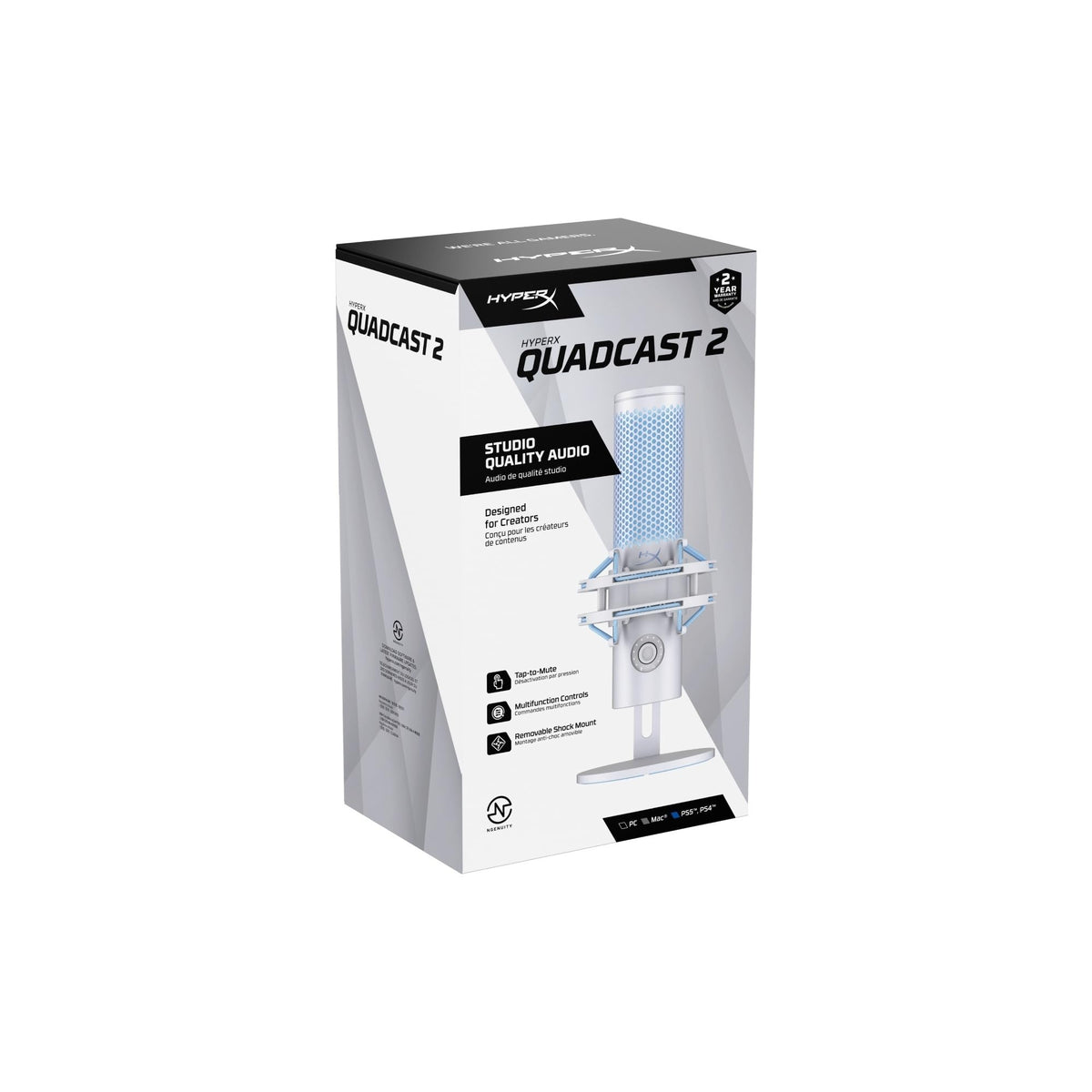 HyperX QuadCast 2 Frost USB Microphone – 4 Polar Patterns, LED, Shock Mount - Flex Gamingproduct_type