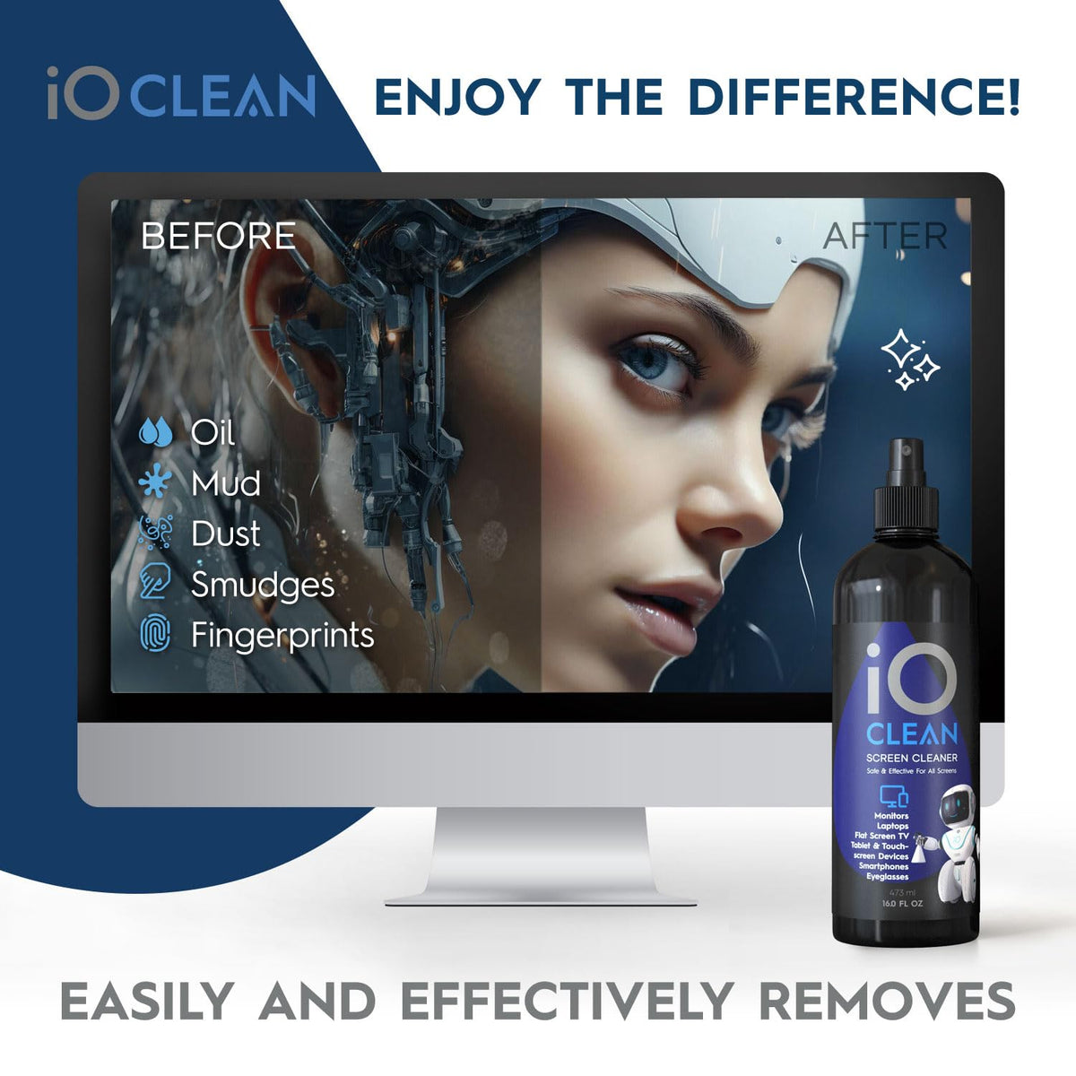 iO CLEAN Screen Cleaner Spray & Cloth Kit – 4 Options - Flex Gamingproduct_type