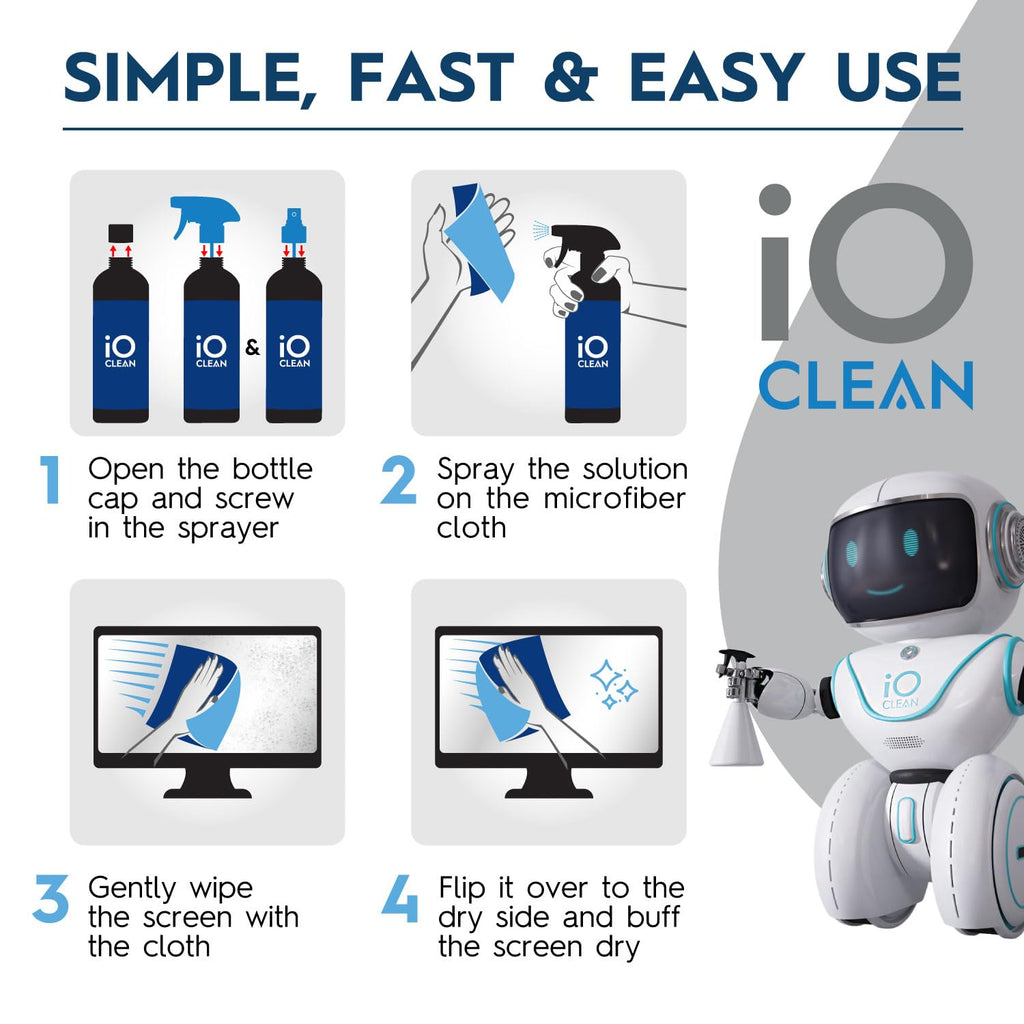 iO CLEAN Screen Cleaner Spray & Cloth Kit – 4 Options - Flex Gamingproduct_type