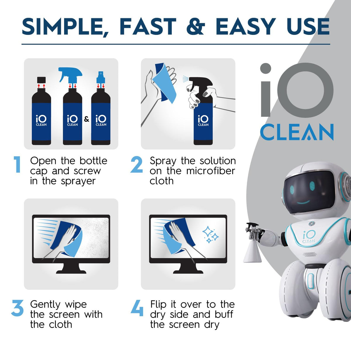 iO CLEAN Screen Cleaner Spray & Cloth Kit – 4 Options - Flex Gamingproduct_type