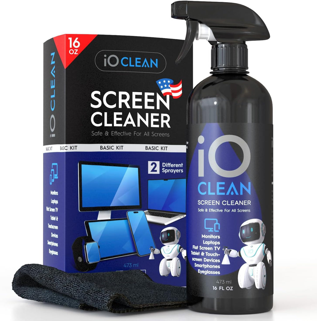iO CLEAN Screen Cleaner Spray & Cloth Kit – 4 Options - Flex Gamingproduct_type