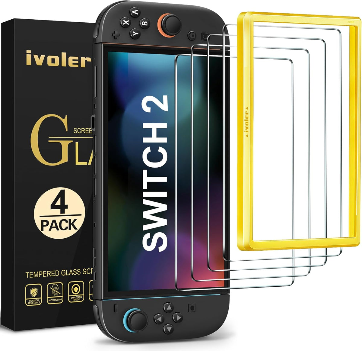 ivoler 4-Pack Nintendo Switch 2 Screen Protector – 5 Sizes & 2 Finishes - Flex Gamingproduct_type