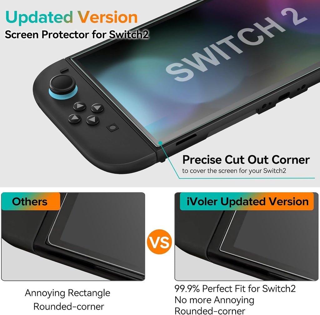 ivoler 4-Pack Nintendo Switch 2 Screen Protector – 5 Sizes & 2 Finishes - Flex Gamingproduct_type
