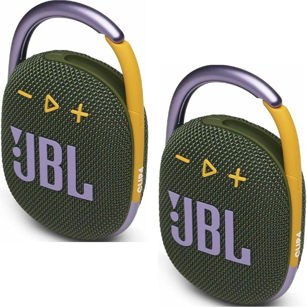 JBL 2 Pack Clip 4 Waterproof Wireless Audio Bluetooth Speaker Bundle (Green) - Flex Gamingproduct_type
