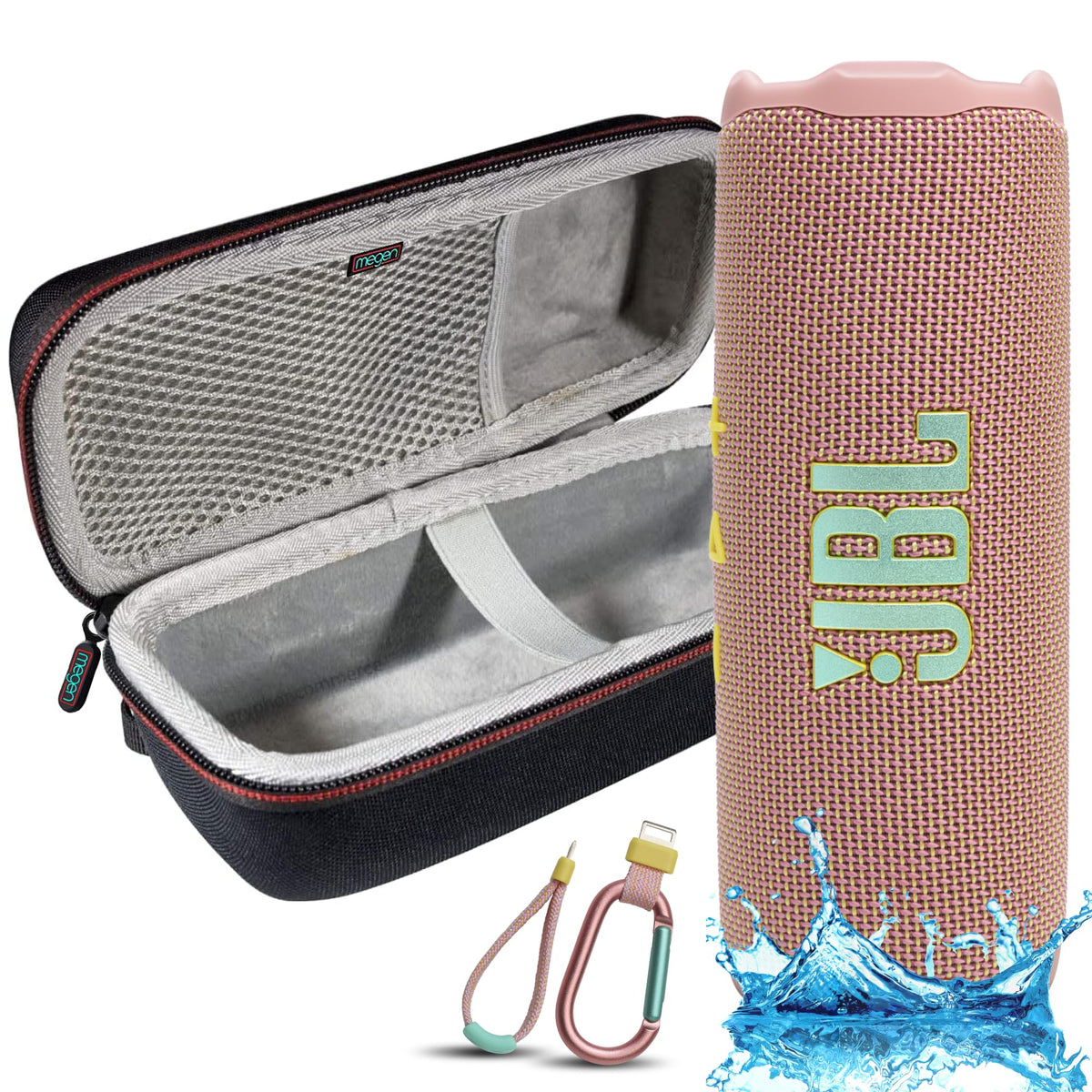 JBL Flip 7 Portable Bluetooth Speaker, IP68 Waterproof, Dustproof, Drop-Proof, PushLock System, AI Sound Boost, 16H Battery, Megen Hardshel Protection Case (Blue) - Flex Gamingproduct_type