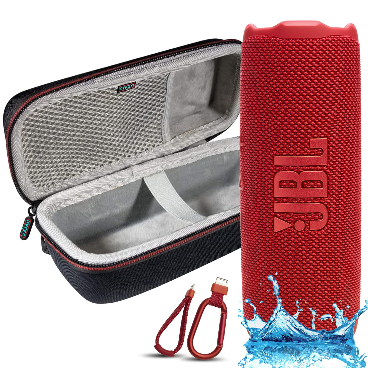JBL Flip 7 Portable Bluetooth Speaker, IP68 Waterproof, Dustproof, Drop-Proof, PushLock System, AI Sound Boost, 16H Battery, Megen Hardshel Protection Case (Blue) - Flex Gamingproduct_type
