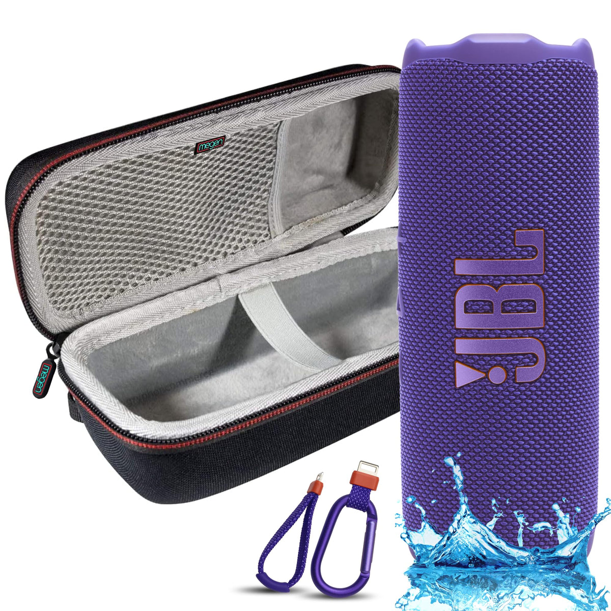 JBL Flip 7 Portable Bluetooth Speaker, IP68 Waterproof, Dustproof, Drop-Proof, PushLock System, AI Sound Boost, 16H Battery, Megen Hardshel Protection Case (Blue) - Flex Gamingproduct_type