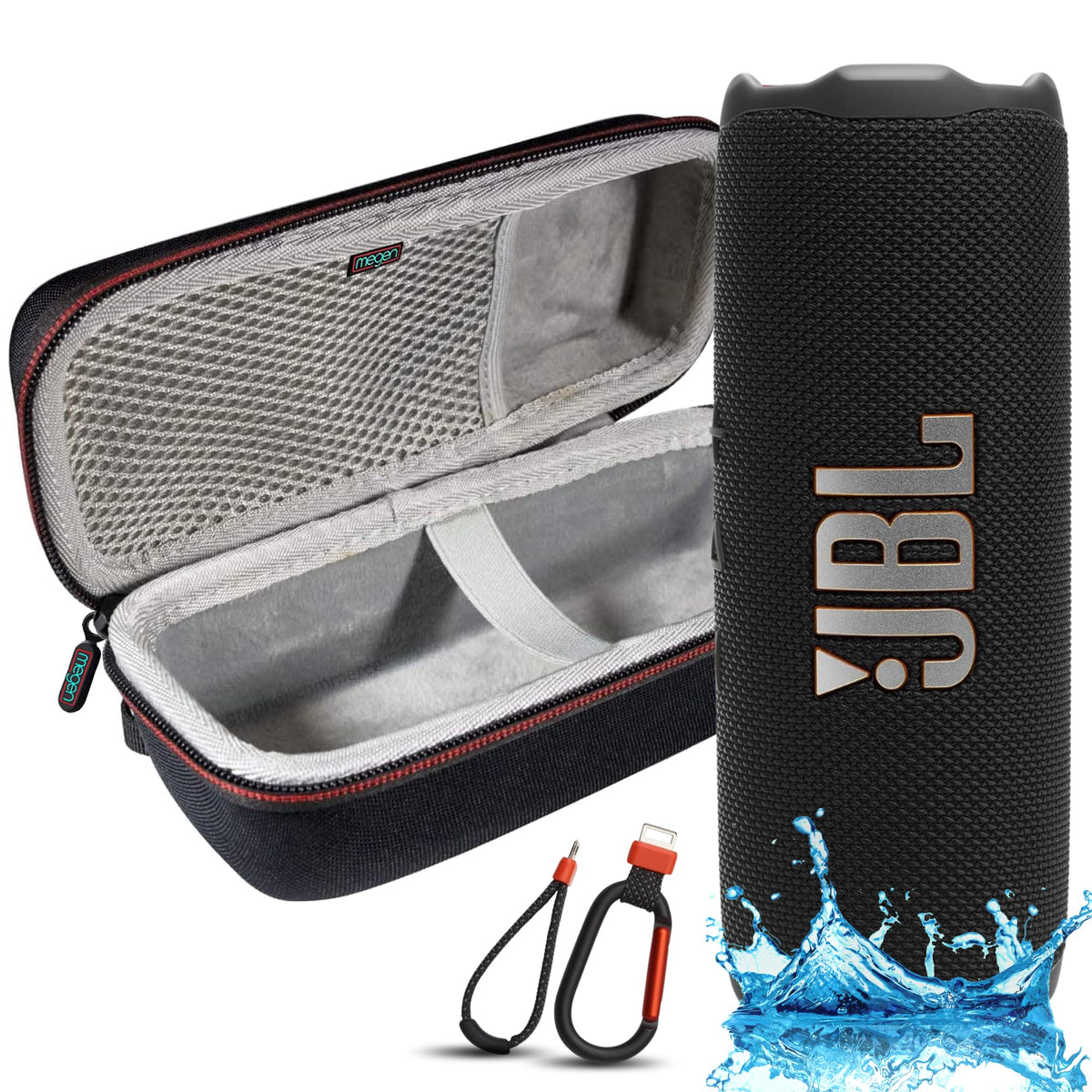 JBL Flip 7 Portable Bluetooth Speaker, IP68 Waterproof, Dustproof, Drop-Proof, PushLock System, AI Sound Boost, 16H Battery, Megen Hardshel Protection Case (Blue) - Flex Gamingproduct_type