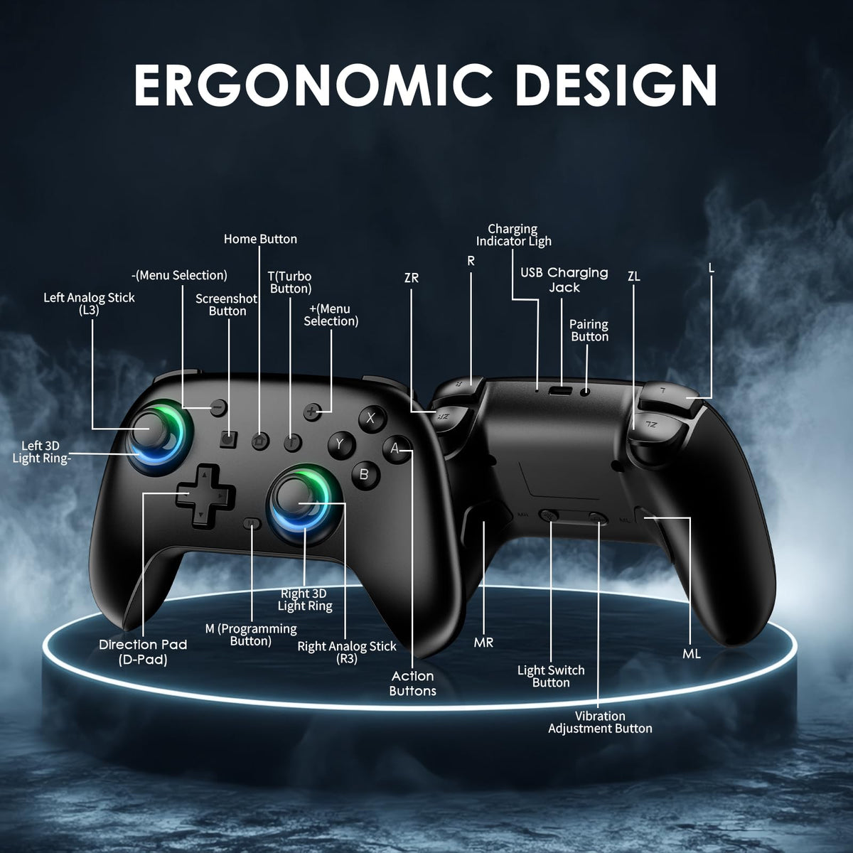JORREP Switch Controllers 2-Pack with Charging Dock – 3 Colours - Flex Gamingproduct_type