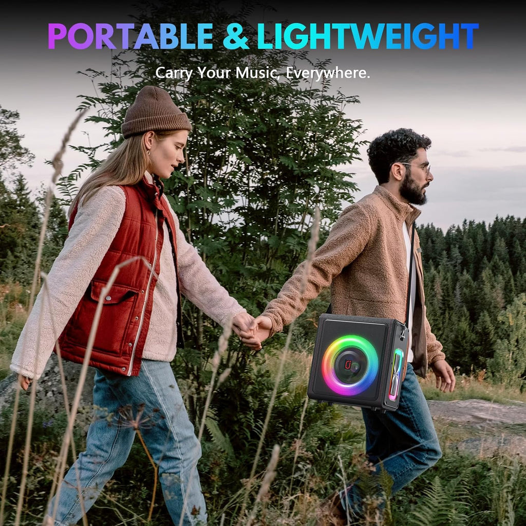 Karaoke Machine for Adults with 2 Wireless Microphones, 200W PA System | Pitch Correction, Bluetooth 5.3, Retro Leather Design, 24H Playtime, TV Connection, TWS Stereo and Live Performance Support - Flex Gamingproduct_type