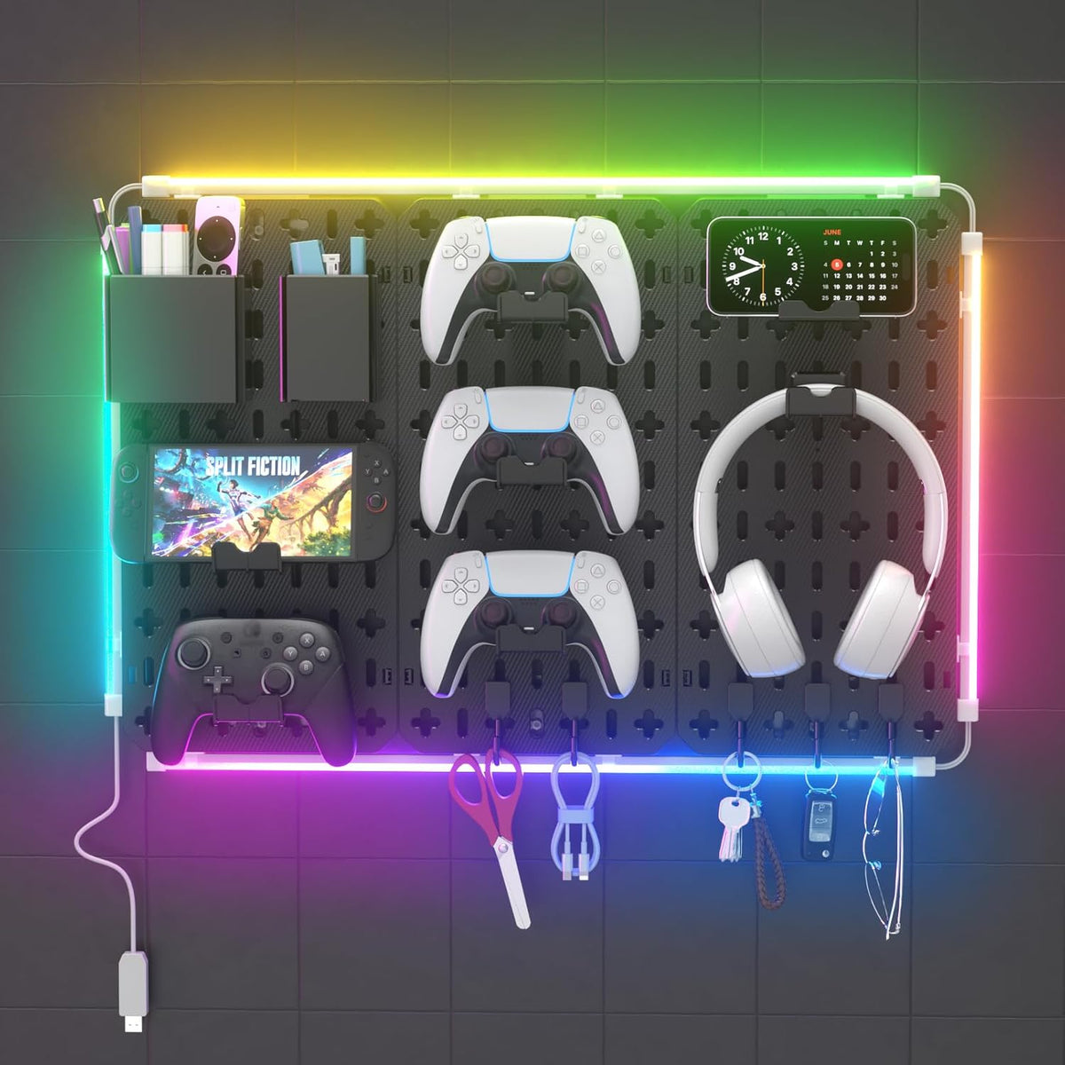 KDD 9-in-1 RGB Gaming Pegboard Wall Organizer - Flex Gamingproduct_type