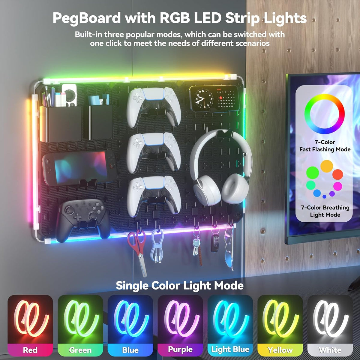 KDD 9-in-1 RGB Gaming Pegboard Wall Organizer - Flex Gamingproduct_type
