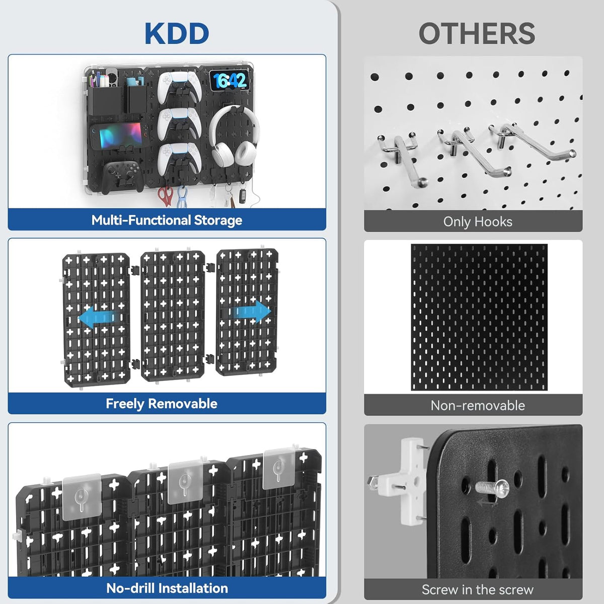 KDD 9-in-1 RGB Gaming Pegboard Wall Organizer - Flex Gamingproduct_type