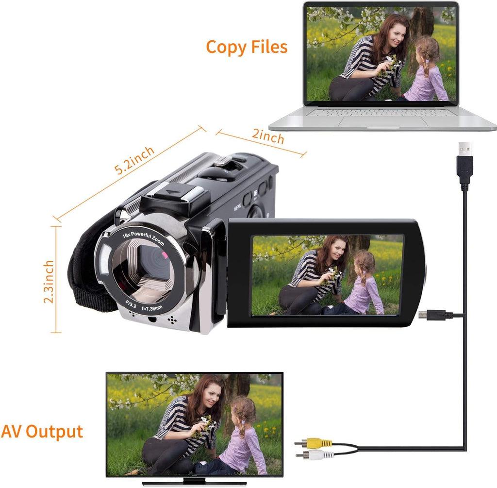 Kicteck Video Camera Camcorder Full HD 1080P – Black - Flex Gamingproduct_type