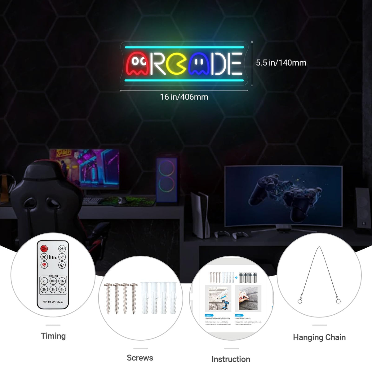 KiMineon Arcade LED Neon Sign – 4 Styles - Flex Gamingproduct_type