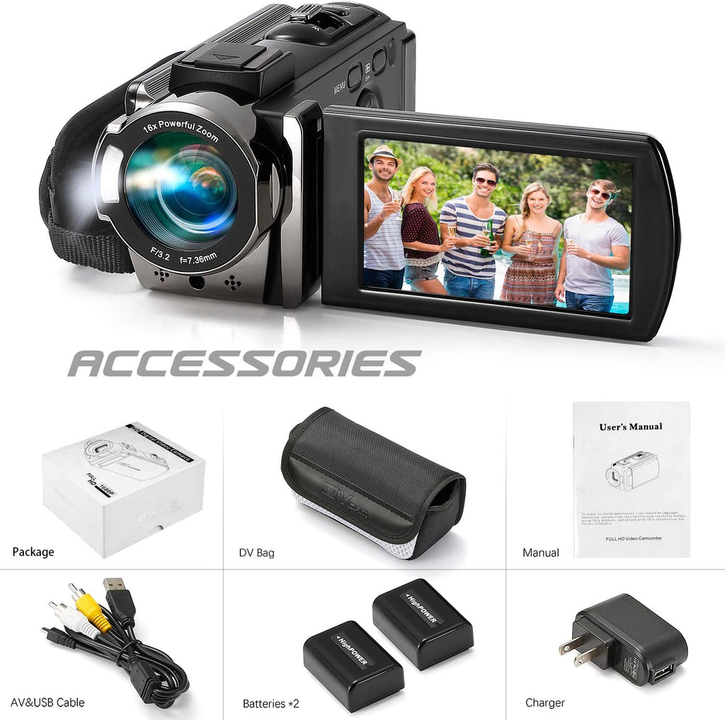 Kimire Video Camera Camcorder Full HD 1080P – Black - Flex Gamingproduct_type