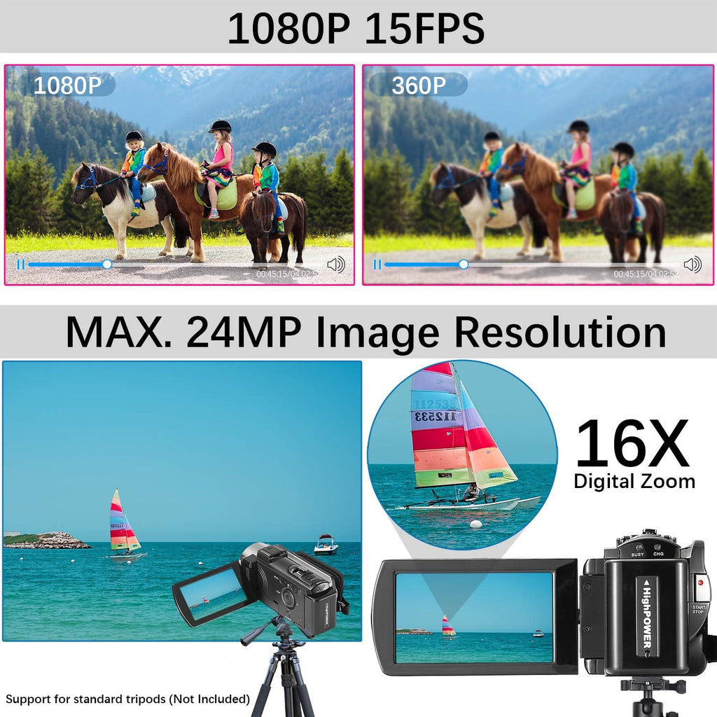 Kimire Video Camera Camcorder Full HD 1080P – Black - Flex Gamingproduct_type
