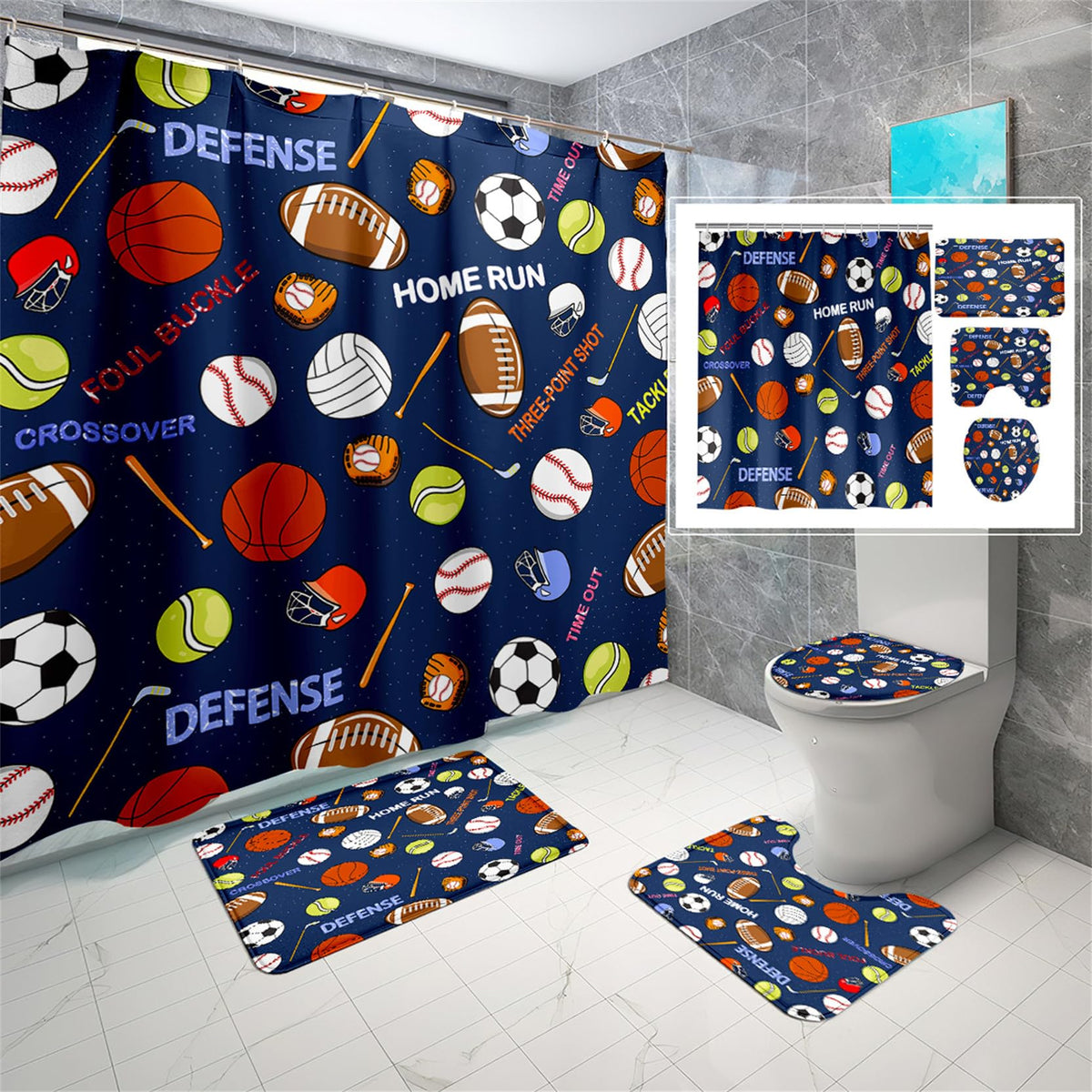 kodhyvj Gamer Shower Curtain Set, 4 Pieces – 9 Designs - Flex Gamingproduct_type