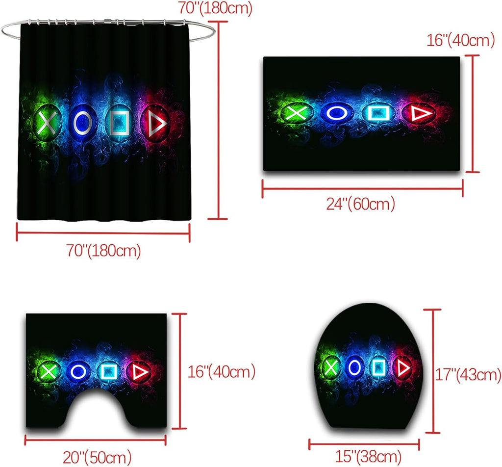 kodhyvj Gamer Shower Curtain Set, 4 Pieces – 9 Designs - Flex Gamingproduct_type