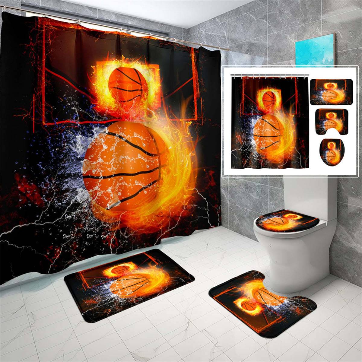 kodhyvj Gamer Shower Curtain Set, 4 Pieces – 9 Designs - Flex Gamingproduct_type