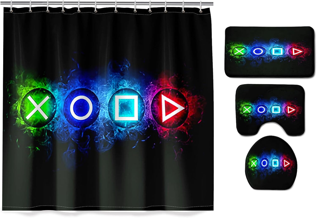 kodhyvj Gamer Shower Curtain Set, 4 Pieces – 9 Designs - Flex Gamingproduct_type