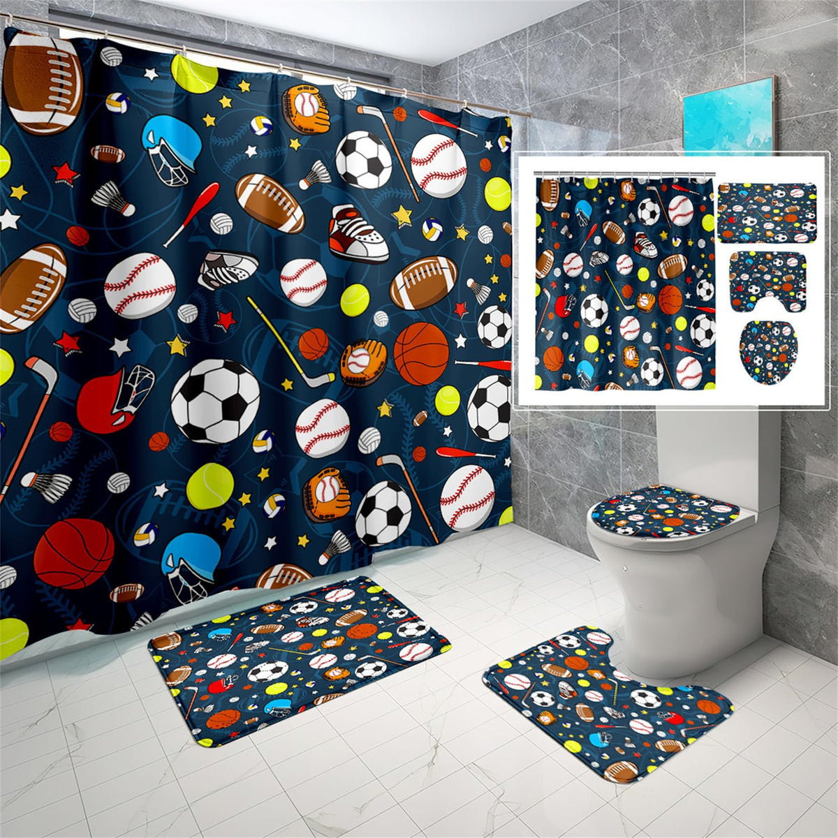 kodhyvj Gamer Shower Curtain Set, 4 Pieces – 9 Designs - Flex Gamingproduct_type