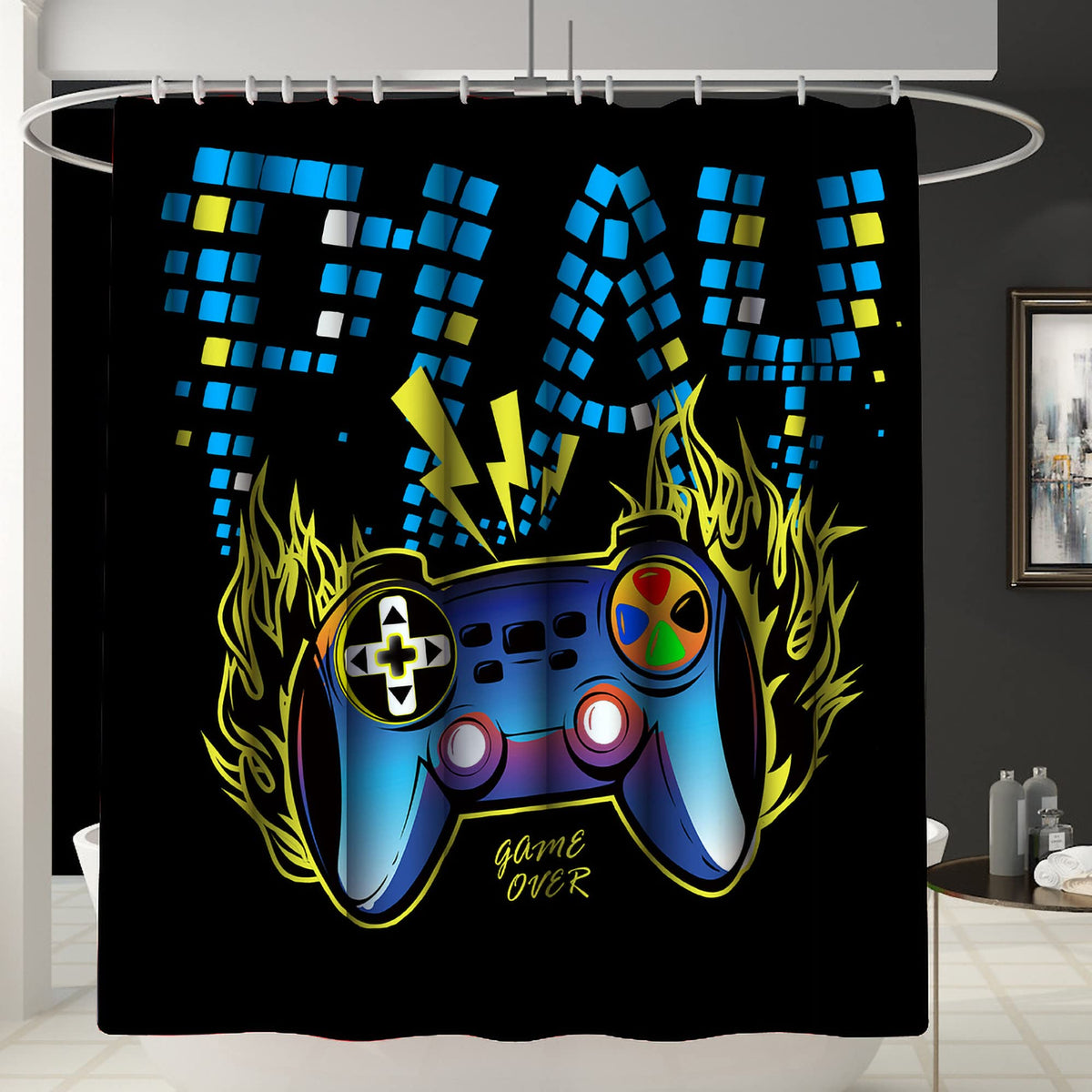 kodhyvj Gamer Shower Curtain Set, 4 Pieces – 9 Designs - Flex Gamingproduct_type