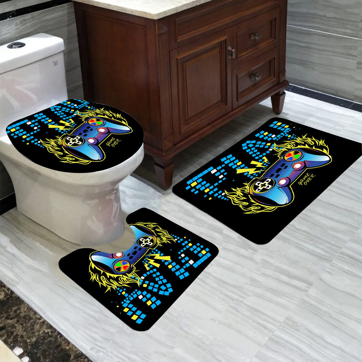 kodhyvj Gamer Shower Curtain Set, 4 Pieces – 9 Designs - Flex Gamingproduct_type