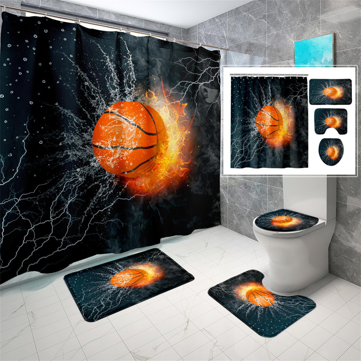 kodhyvj Gamer Shower Curtain Set, 4 Pieces – 9 Designs - Flex Gamingproduct_type
