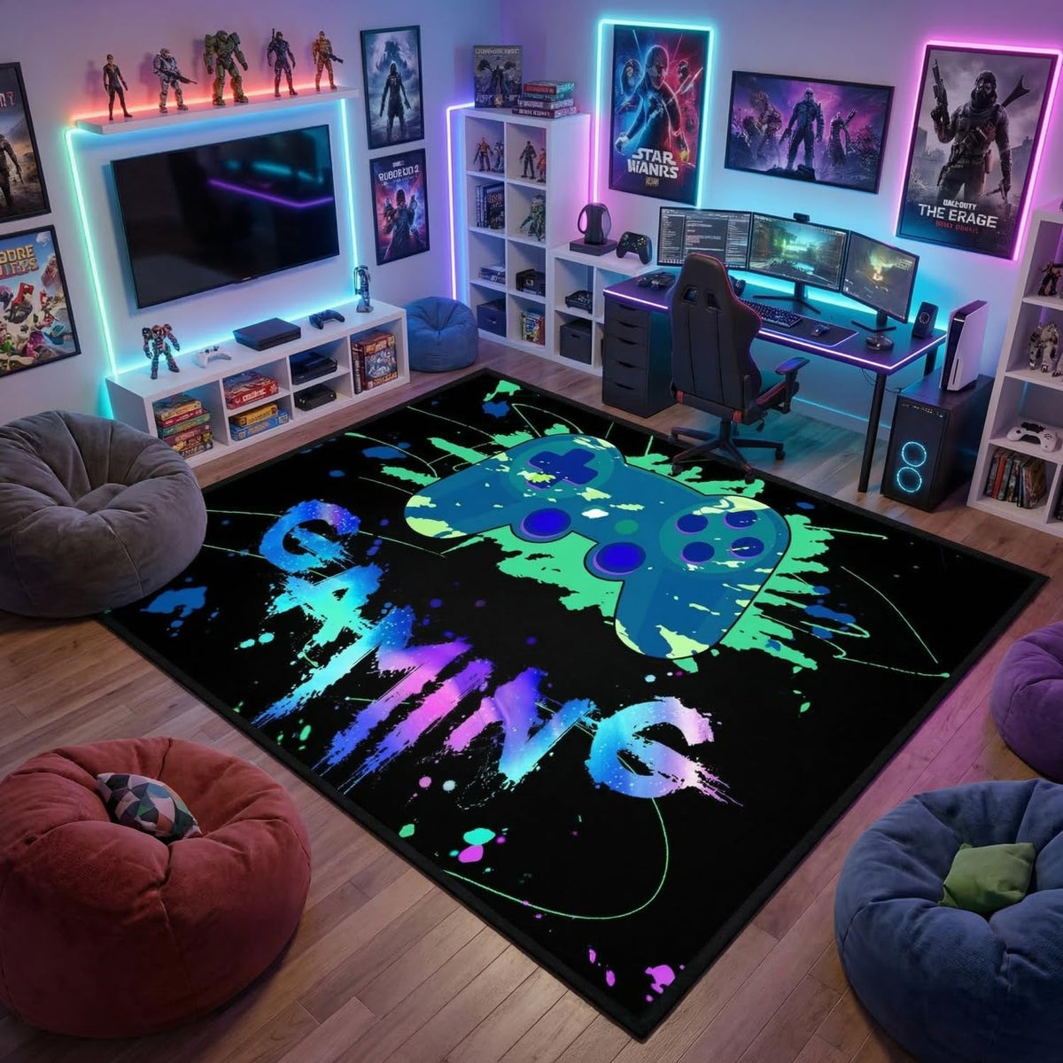 kodhyvj Gaming Area Rug – 11 Sizes & 6 Designs - Flex Gamingproduct_type