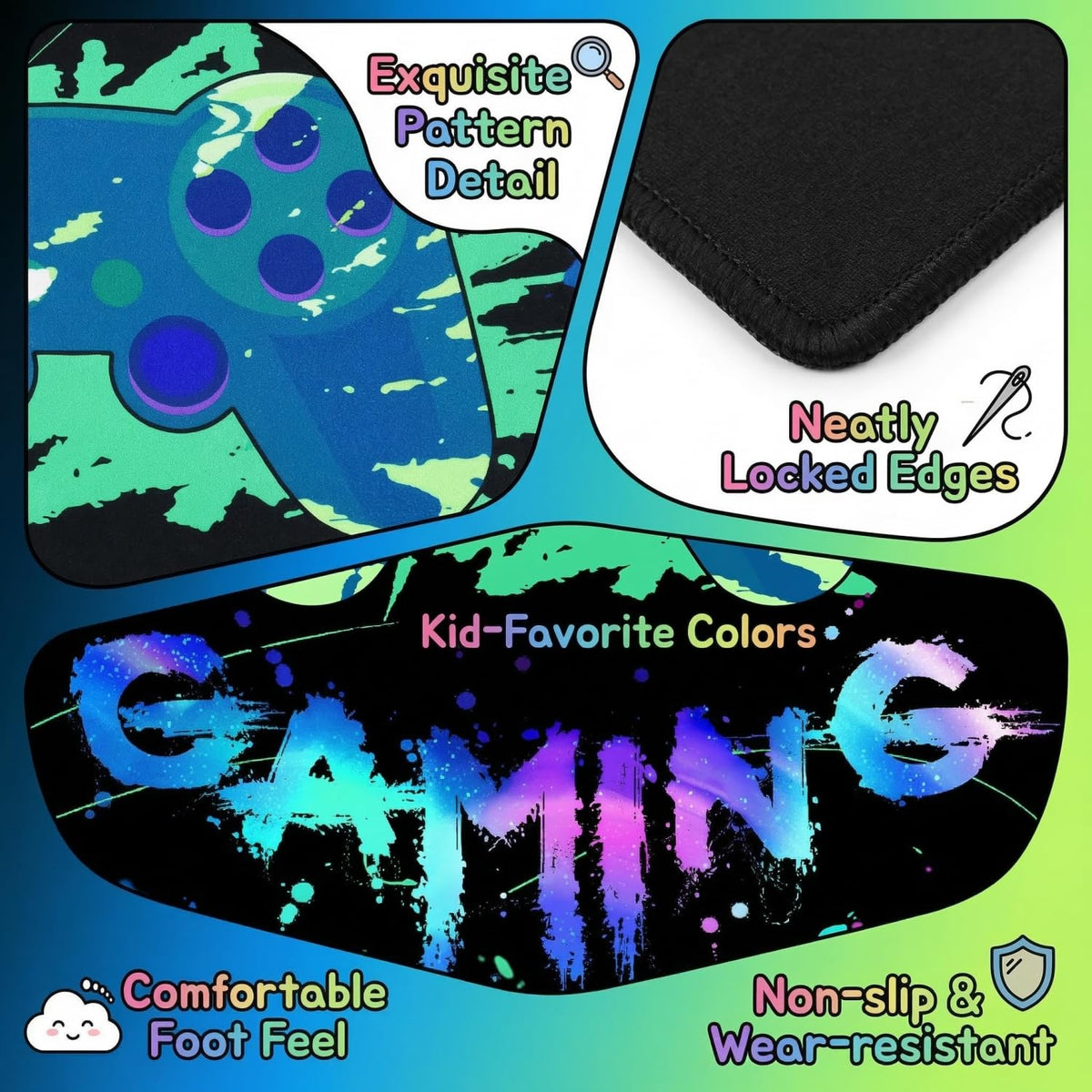 kodhyvj Gaming Area Rug – 11 Sizes & 6 Designs - Flex Gamingproduct_type