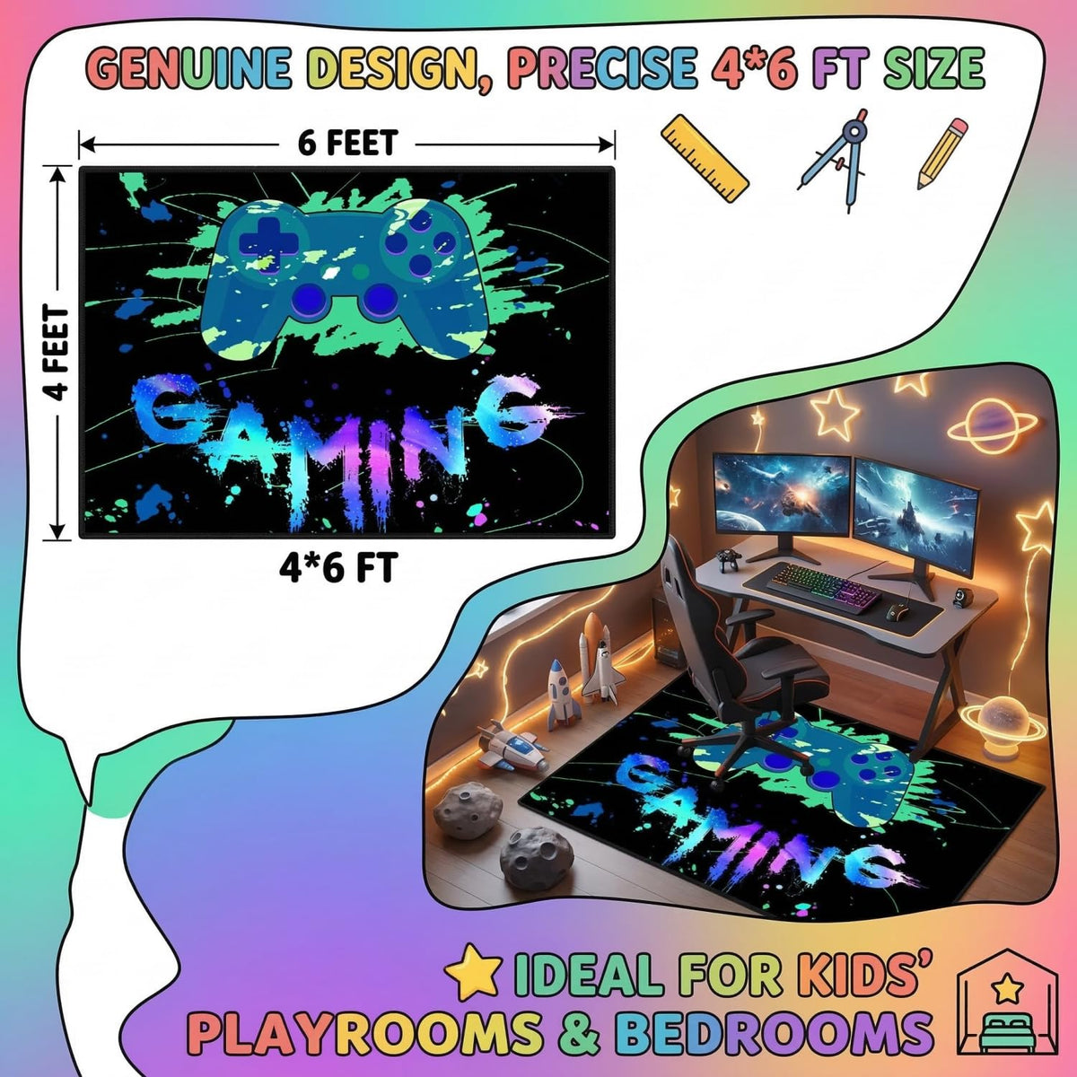 kodhyvj Gaming Area Rug – 11 Sizes & 6 Designs - Flex Gamingproduct_type
