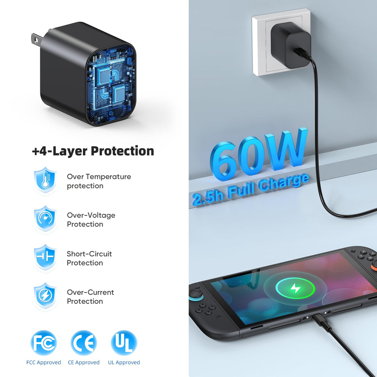 KOVA 60W Nintendo Switch 2 Charger – Fast Charging USB-C – 10 Options - Flex Gamingproduct_type
