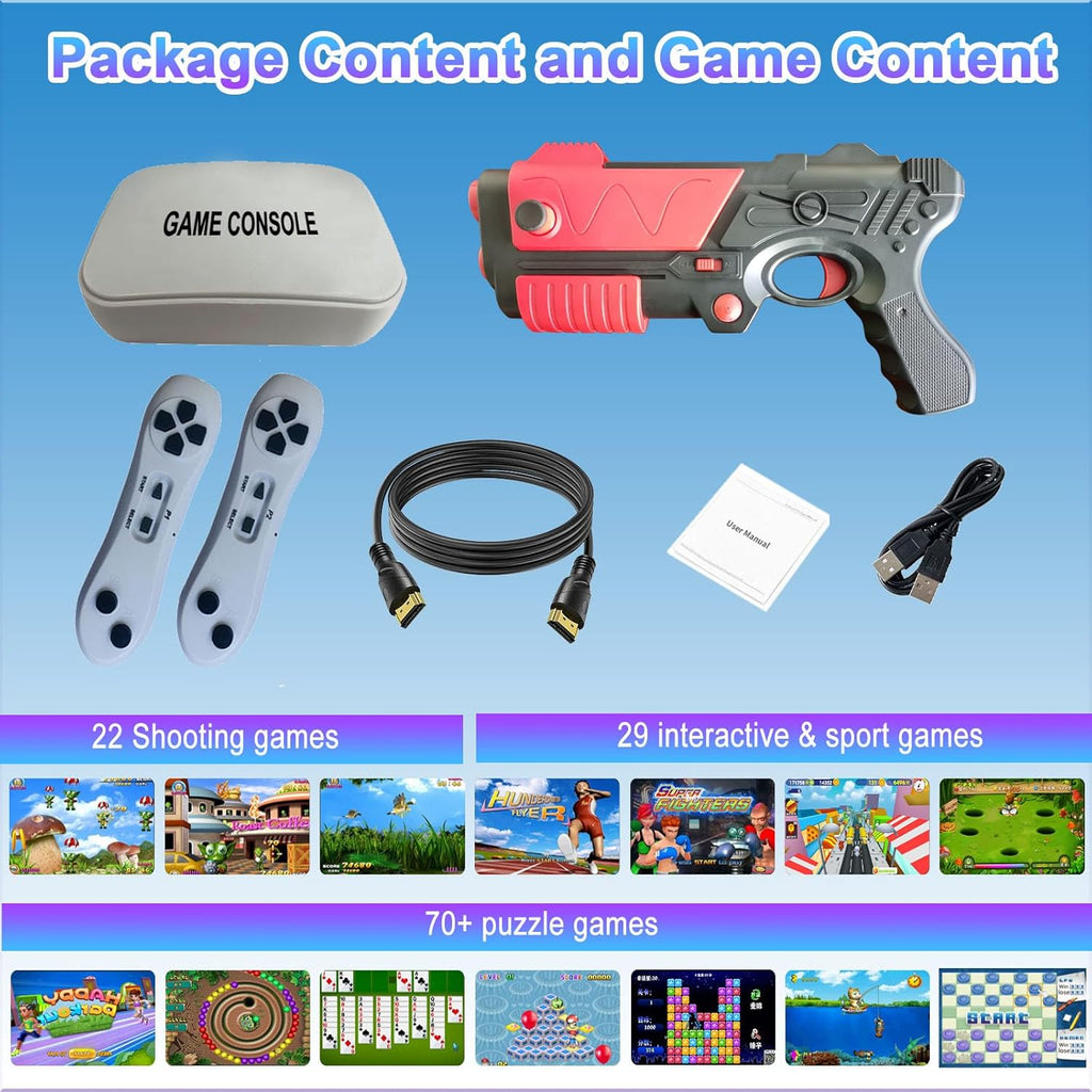 Leyoutime 100+ Games TV Gaming Console with AR Gun & 2 Wireless Controllers - Flex Gamingproduct_type